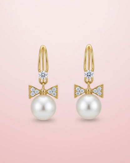 The Prima Donna Bow & Pearl Drop Earrings