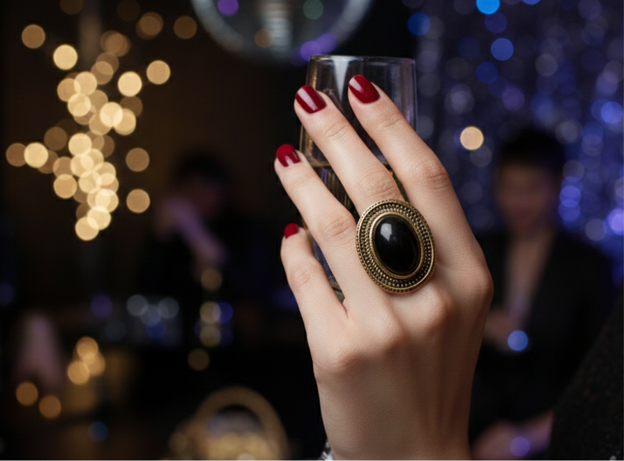 The Midnight Aura Cocktail Ring