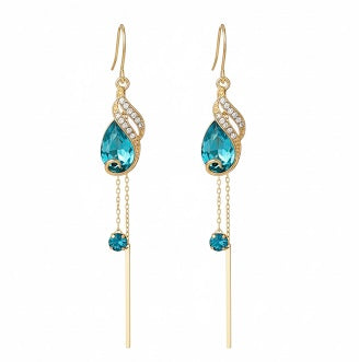 The Sapphire Peacock Promenade Dangle Earrings