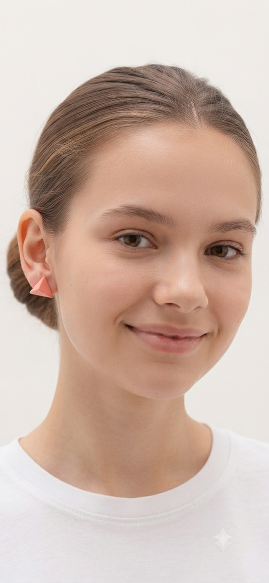 Peach Pyramid Studs