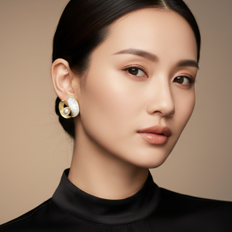 The Moonlit Wave Studs Earrings