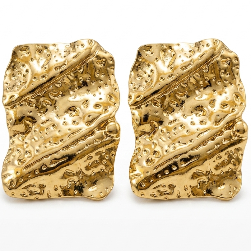 Hammered Square Studs Earrings