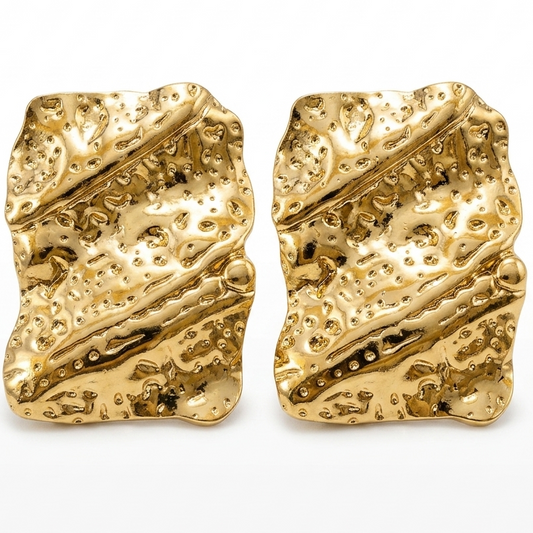 Hammered Square Studs Earrings