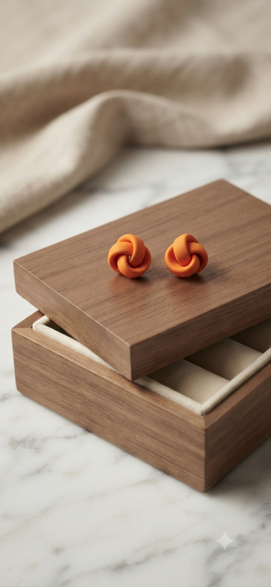 Citrine Knot Stud Earrings