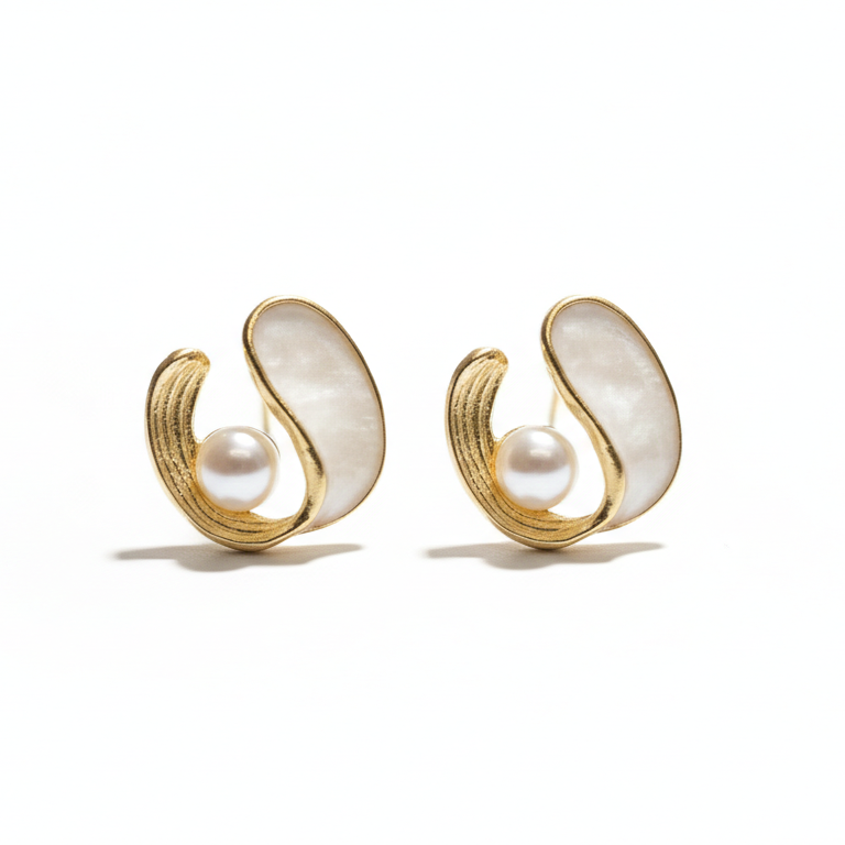 The Moonlit Wave Studs Earrings