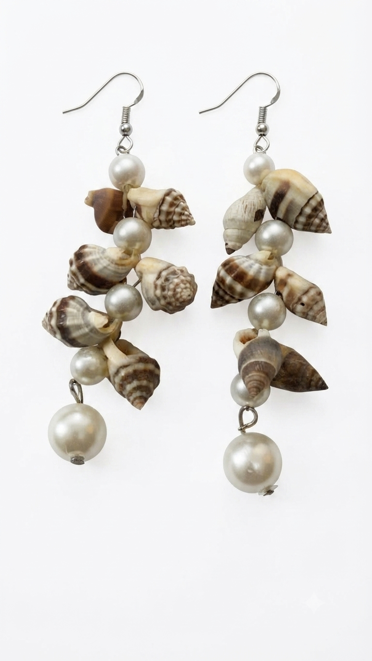 Coastal Cascade Shell & Pearl Earrings