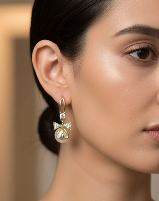 The Prima Donna Bow & Pearl Drop Earrings