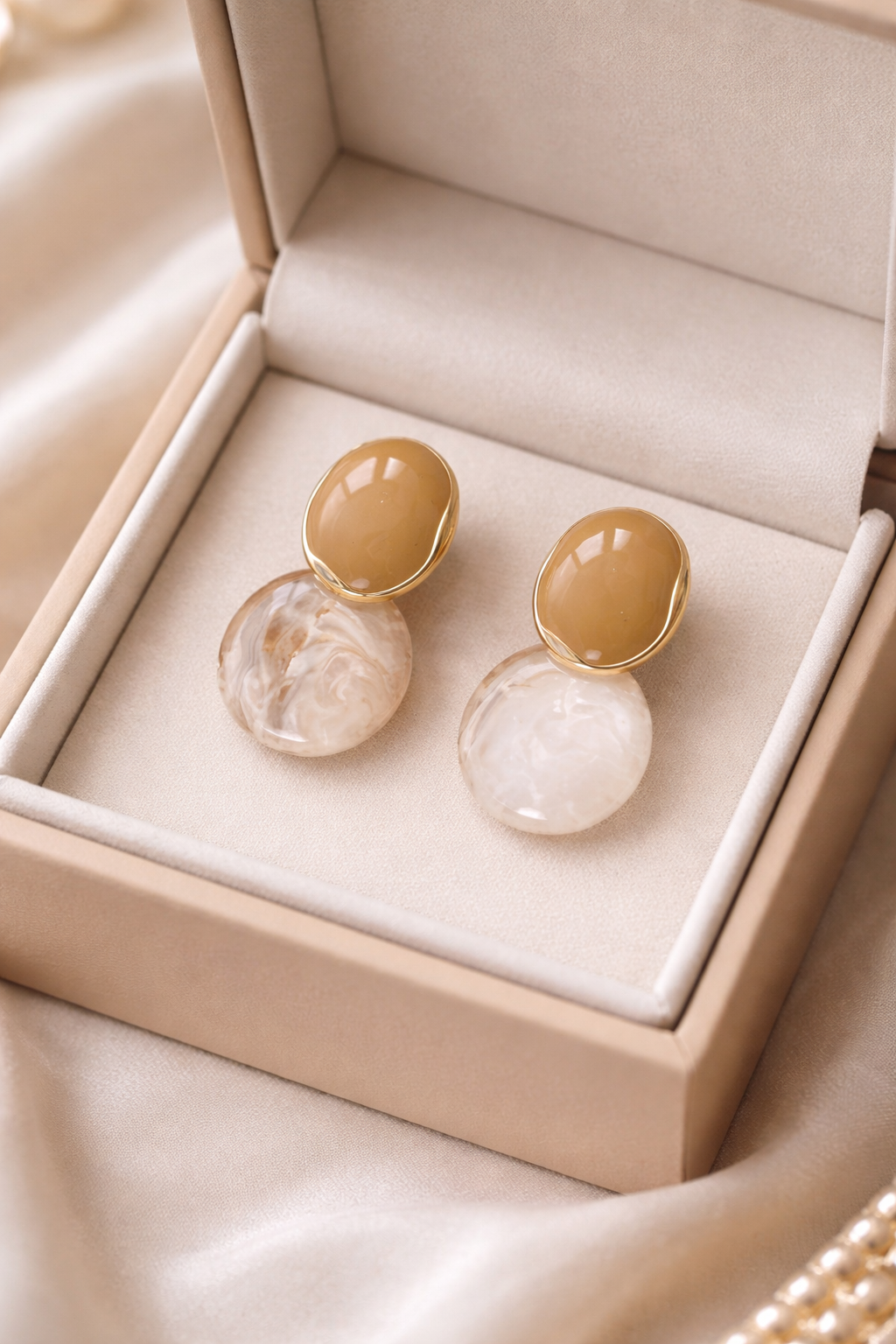Amber Pearl Drop Earrings