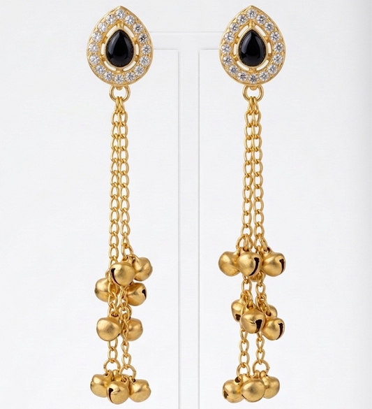 Kashmiri Latkan Black Jhumki Earrings