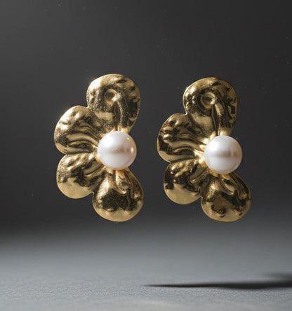 The Abstract Bloom Pearl Studs Earrings