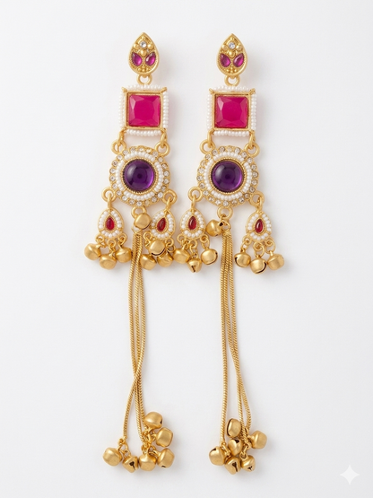 Kashmiri Jhumki RedPurple Earrings