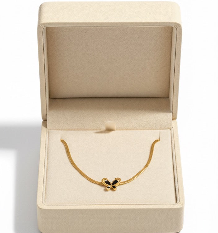 The 'Monarch' Golden Black Butterfly Necklace