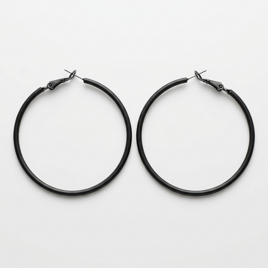 The Black Hoops Earrings
