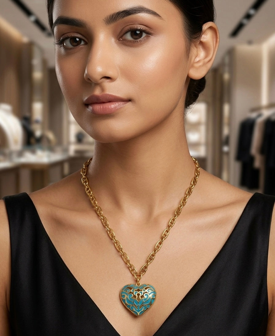 Cyberaqua Heart Necklace