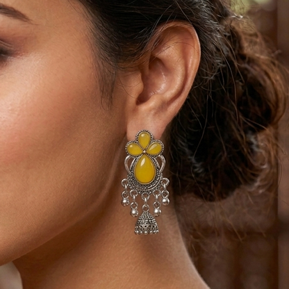 The Amber Petal Jhumka Earrings