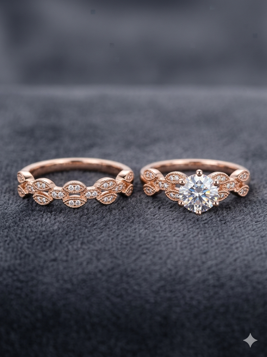 Blossom Solitaire Ring Set