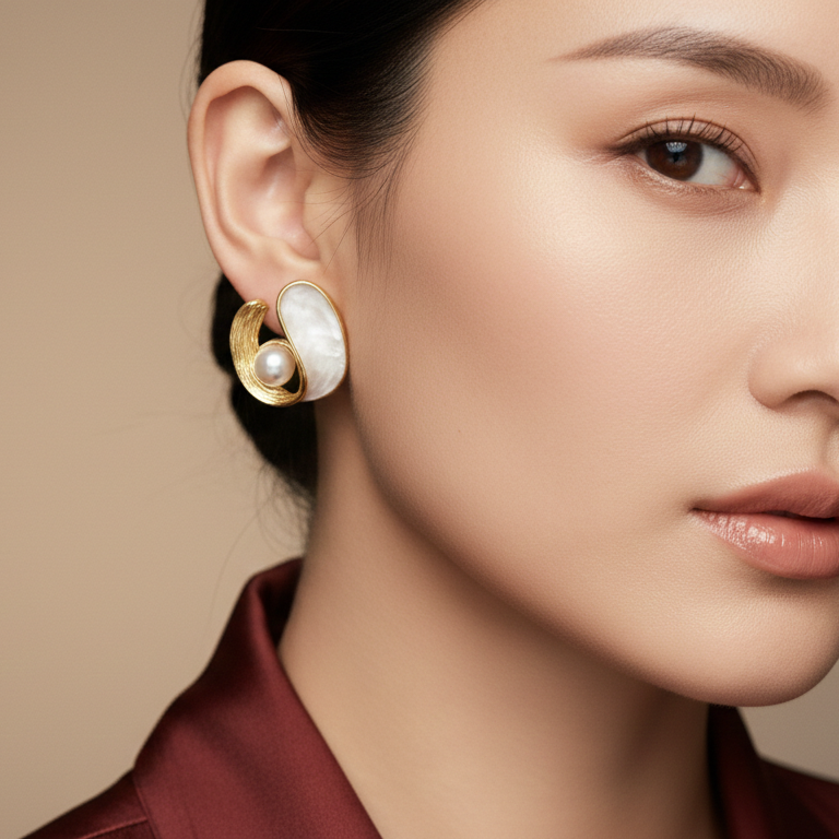 The Moonlit Wave Studs Earrings