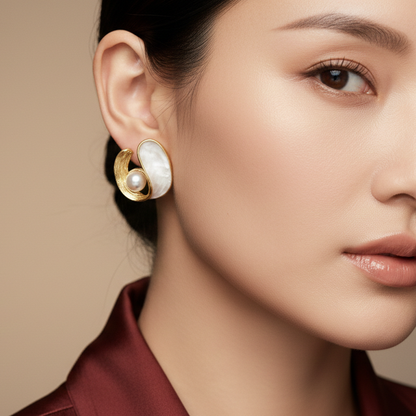 The Moonlit Wave Studs Earrings
