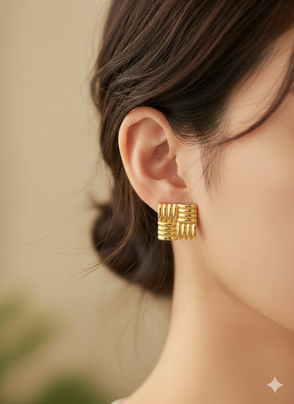 Woven Luxe Square Stud Earrings