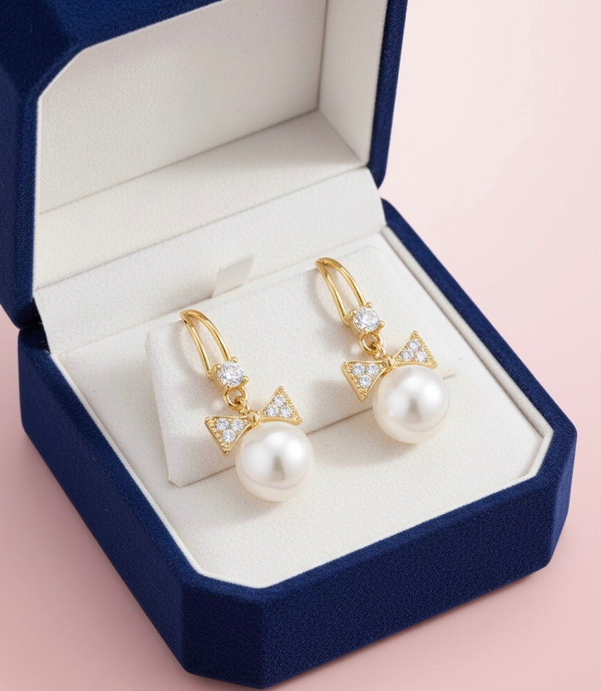 The Prima Donna Bow & Pearl Drop Earrings