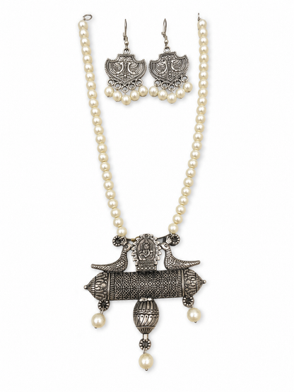 Vighnaharta Pearl Temple Necklace Set