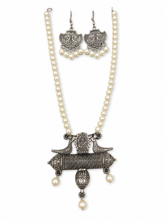 Vighnaharta Pearl Temple Necklace Set