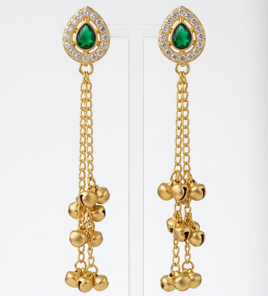 Kashmiri Latkan Green Jhumki Earrings