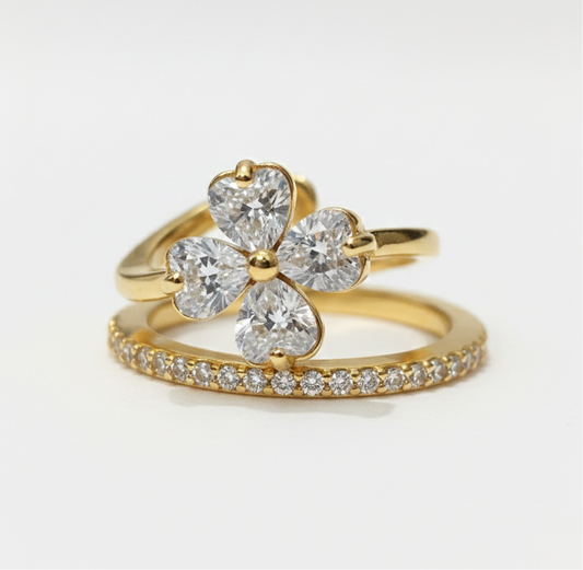 The Quad-hearts Crown Ring