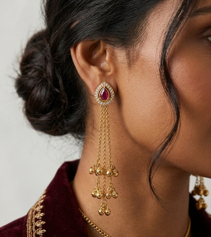 Kashmiri Latkan Maroon Jhumki Earrings