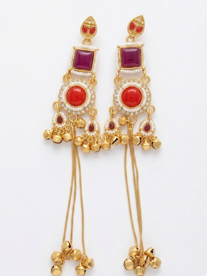 Kashmiri Jhumki PurpleRed Earrings