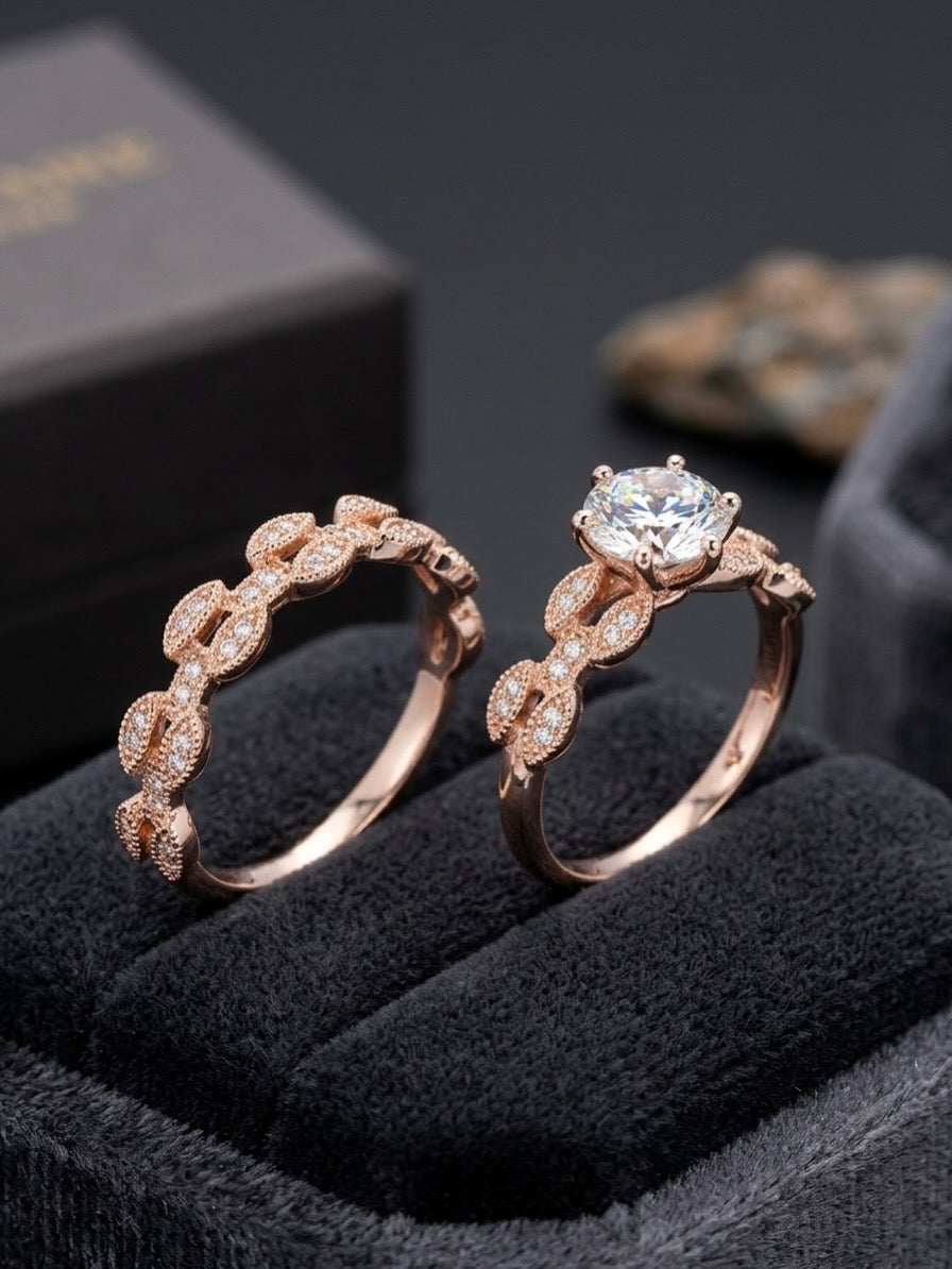 Blossom Solitaire Ring Set