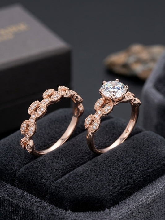 Blossom Solitaire Ring Set