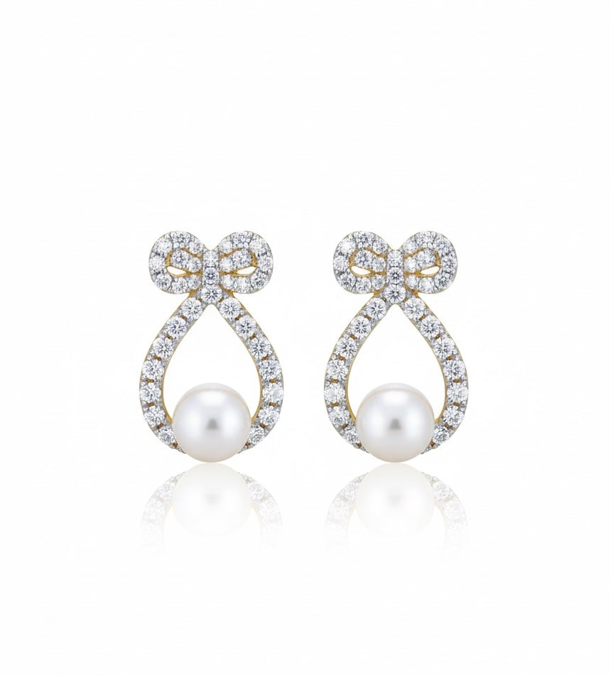 The Aurora Bow-Knot Pearl Drop Earrings