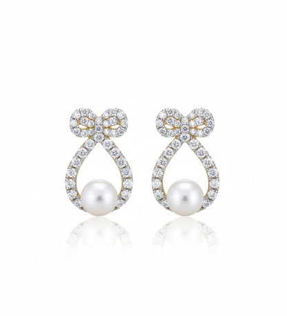 The Aurora Bow-Knot Pearl Drop Earrings