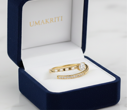 The Pearl & Pave Solitaire Band Ring