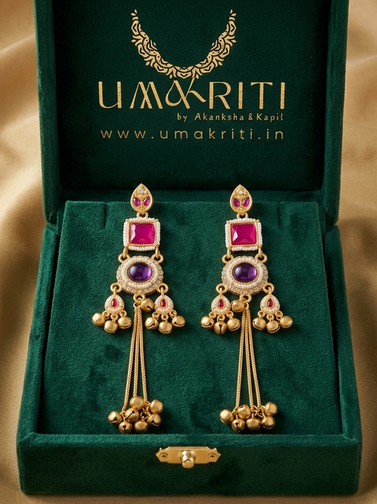 Kashmiri Jhumki RedPurple Earrings