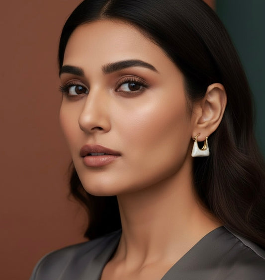 The Chic Handbag Marble Hoop Earrings