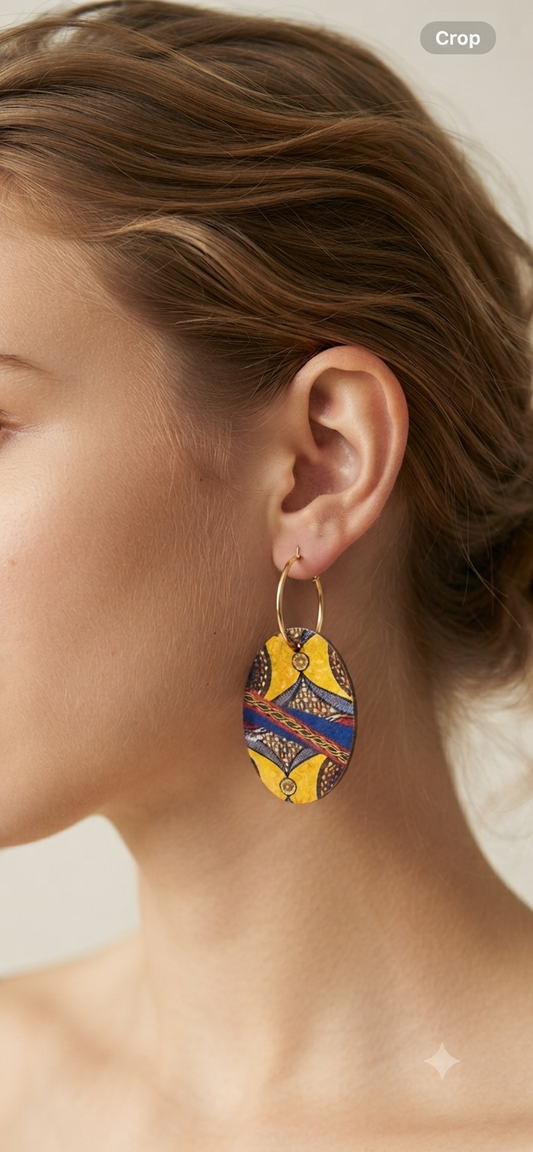 Sunlit Mosaic Oval Hoop Earrings