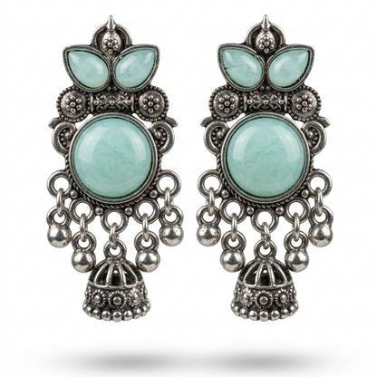 Ocean Blue Jhumka Earrings