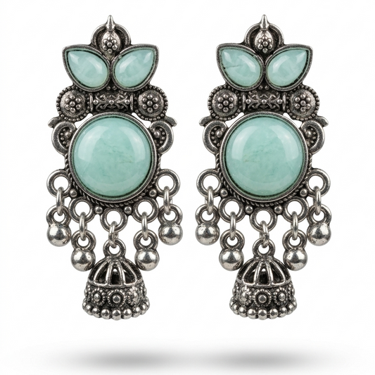Ocean Blue Jhumka Earrings