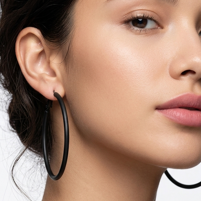 The Black Hoops Earrings
