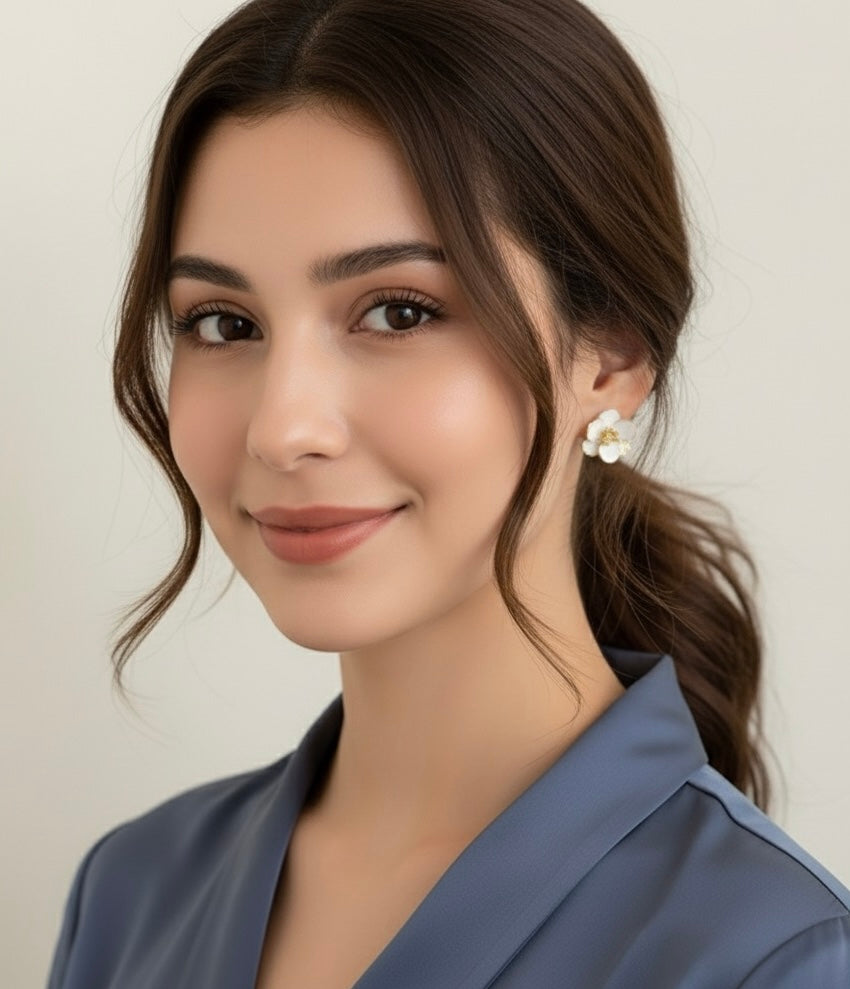 The Gardenia Bloom Sparkle Studs Earrings