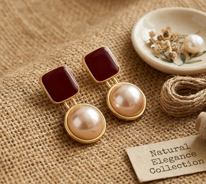The Royal Crimson Pearl Drop Earrings