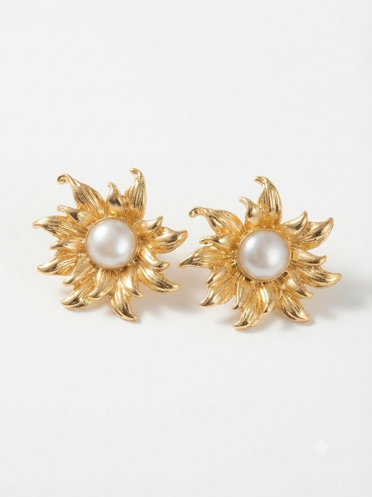 Solaris Pearl Blossom Stud Earrings