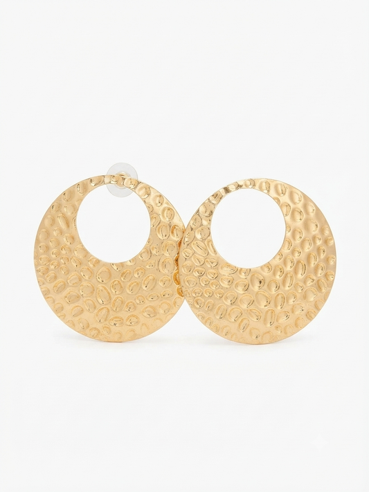 Aurelia Hammered Open Hoop Earrings