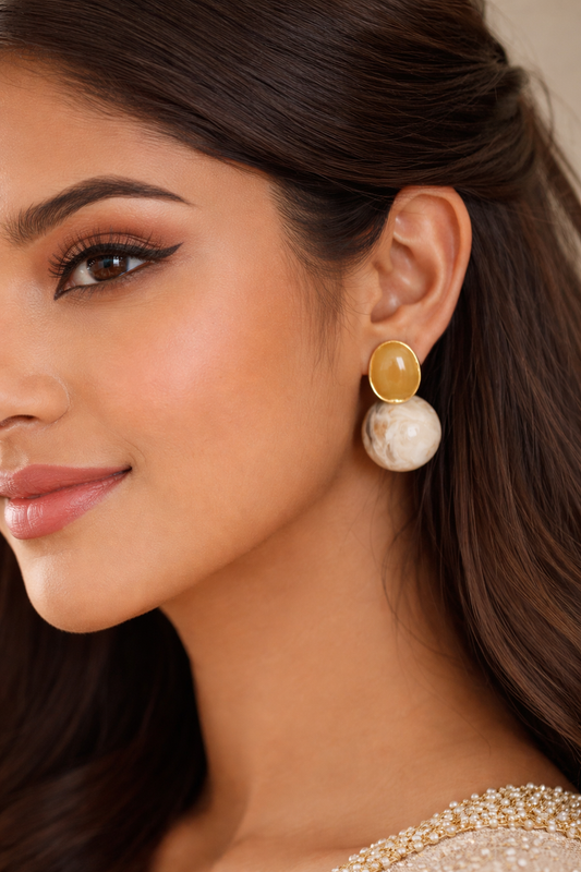 Amber Pearl Drop Earrings