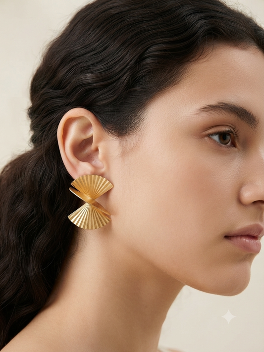 Seraphina Pleated Fan Stud Earrings