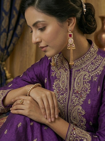 Kashmiri Jhumki RedPink Earrings