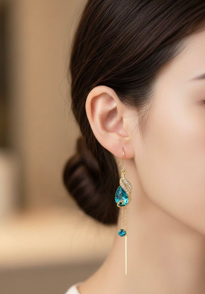 The Sapphire Peacock Promenade Dangle Earrings