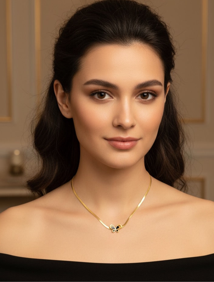 The 'Monarch' Golden Black Butterfly Necklace